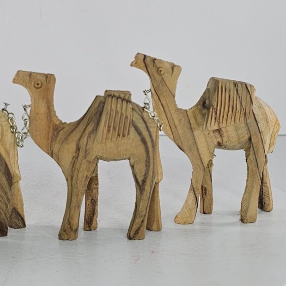 Vintage Wooden Camel Train Figurines With Rider & Donkey Olive Wood Nativity - Picture 7 of 8